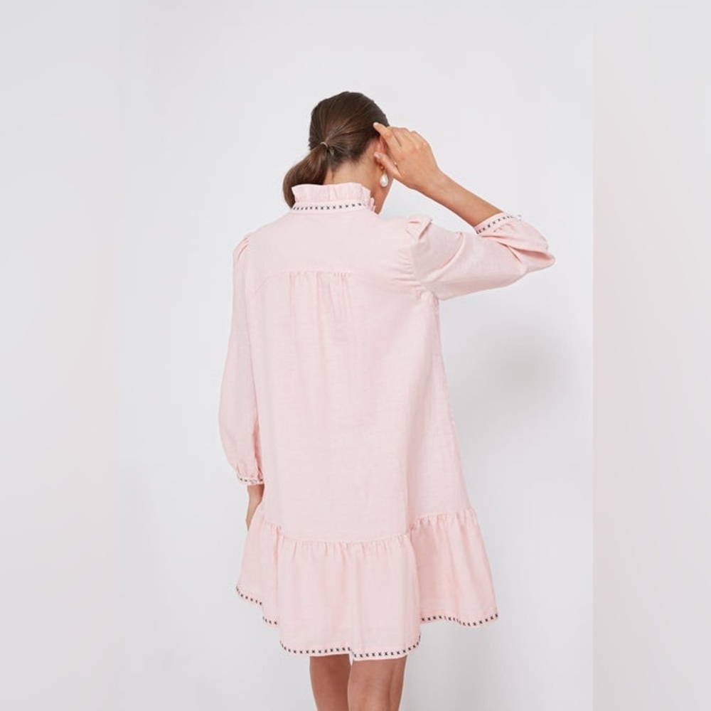 TUCKERNUCK Bermuda Pink Palmerston Mini Puff Sleeve Dress Bermuda Pink Sz. XS - Picture 5 of 16